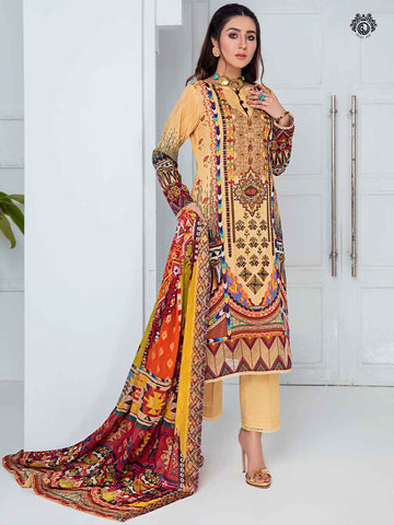 Luxury Digital Printed Embroidered Panel Work With Digital Printed Jacquard Lawn Duppata GZG2103A7