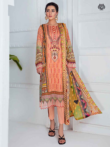 Luxury Digital Printed Embroidered Panel Work With Digital Printed Jacquard Lawn Duppata GZG2103A9