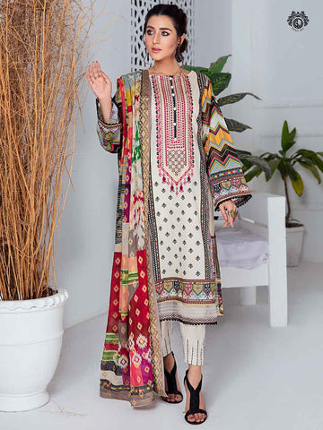 Luxury Digital Printed Embroidered Panel Work With Digital Printed Jacquard Lawn Duppata GZG2103A12
